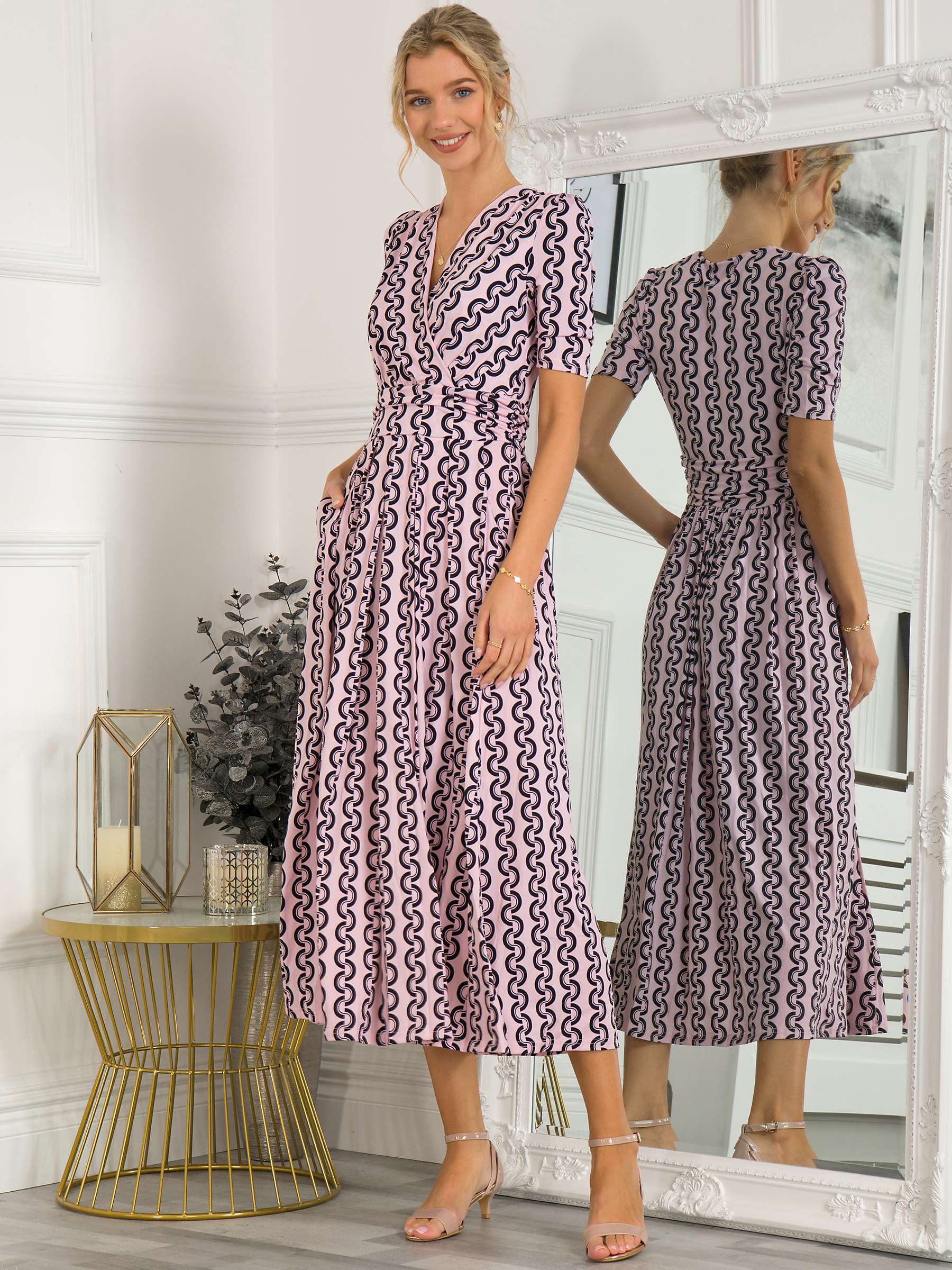 Buy Jolie Moi Reece Geometric Print Maxi Dress, Pink Online at johnlewis.com