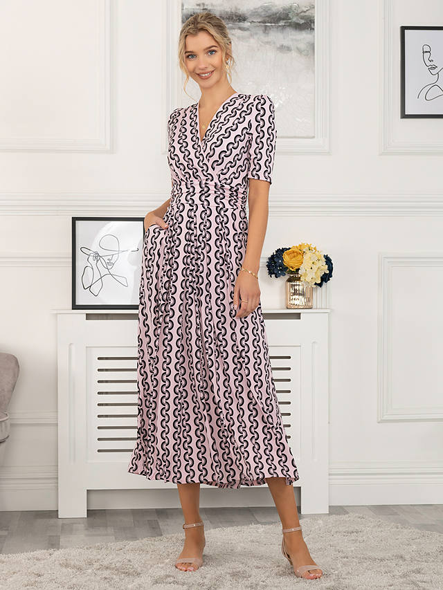 Jolie Moi Reece Geometric Print Maxi Dress, Pink