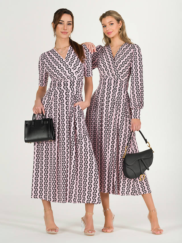 Jolie Moi Reece Geometric Print Maxi Dress, Pink