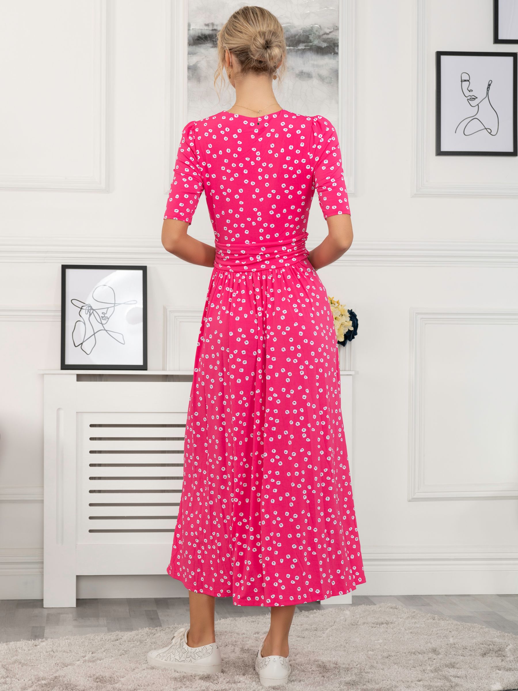 Jolie Moi Racquel Spot Jersey Maxi Dress, Hot Pink at John Lewis & Partners