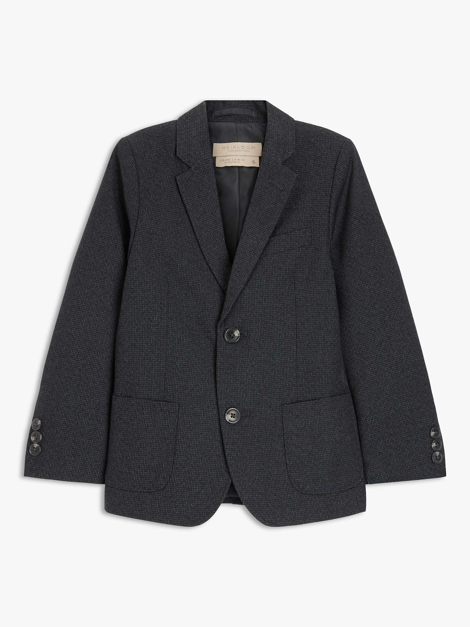 John Lewis Heirloom Collection Kids' Relaxed Check Blazer, Grey at John ...