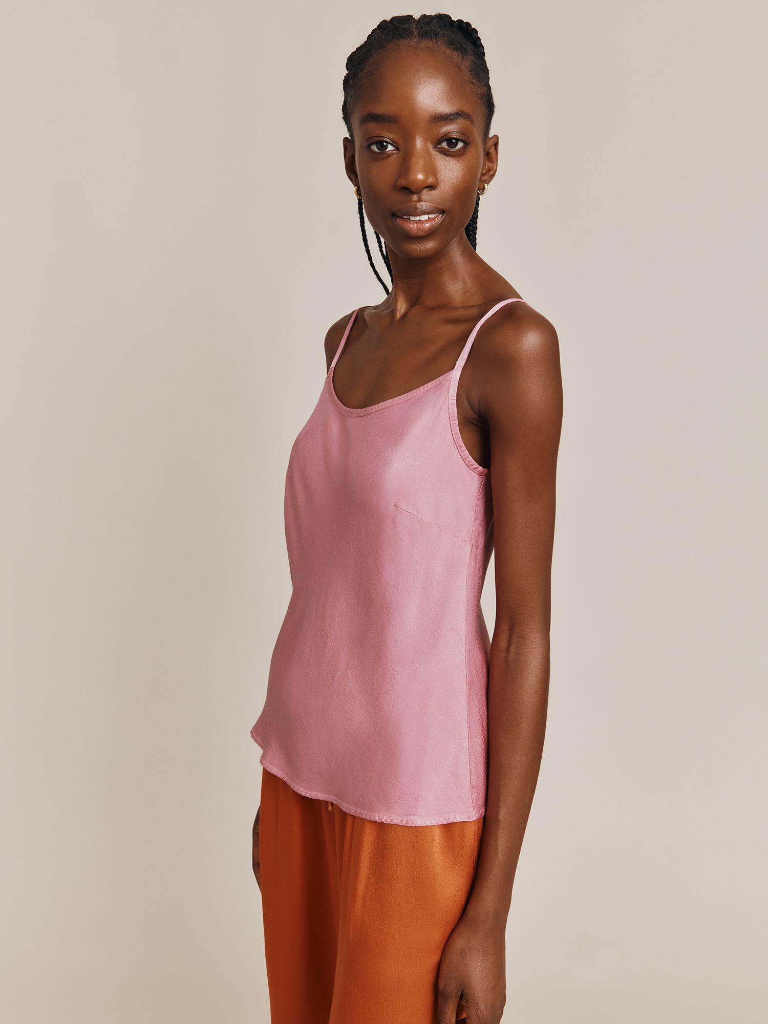 Ghost Jana Satin Camisole Top, Pink at John Lewis & Partners
