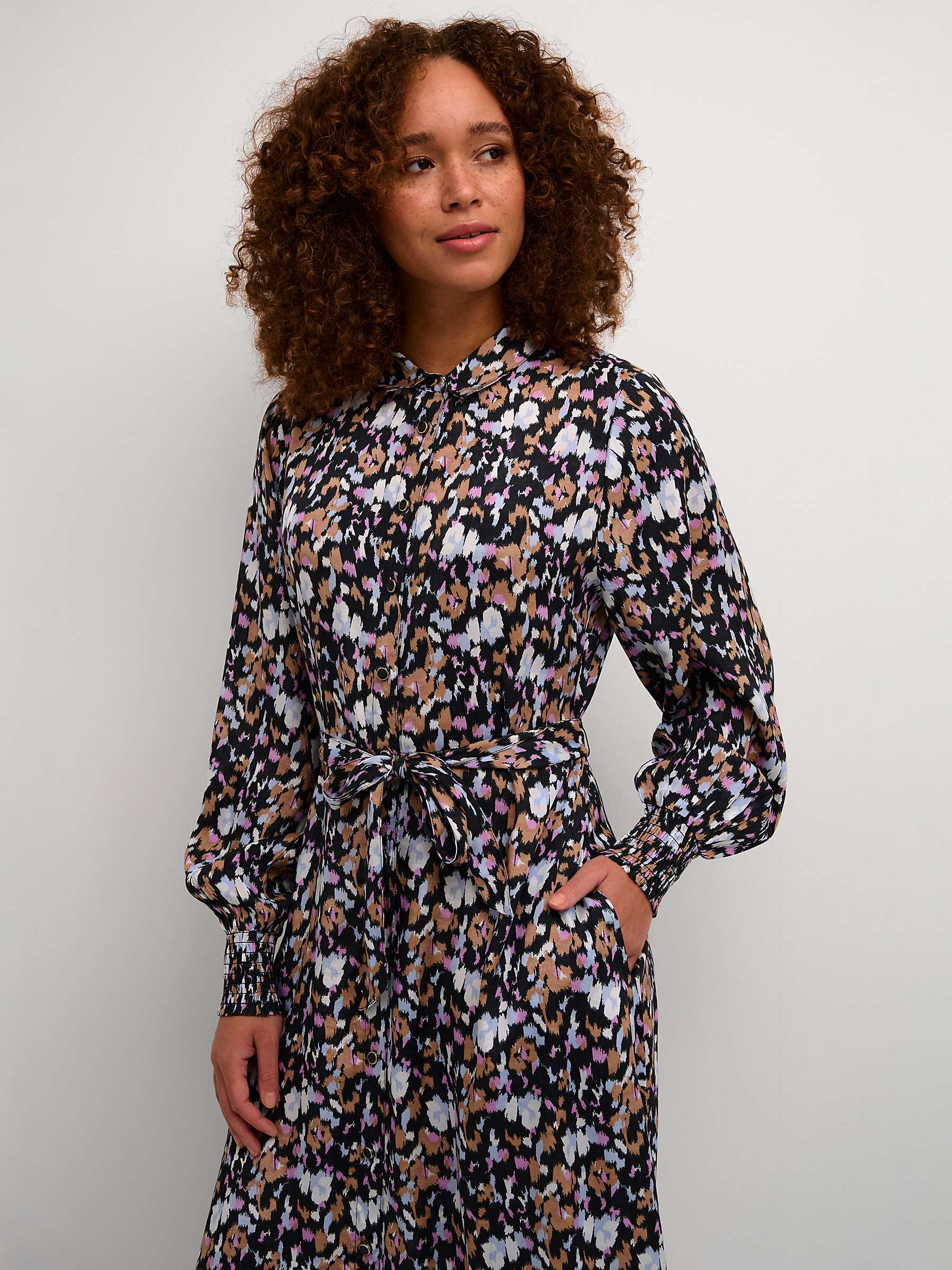 KAFFE Obina Long Sleeve Maxi Dress, Black/Blue at John Lewis & Partners