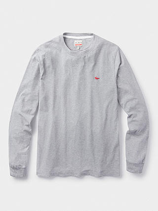 Aubin Buttermere Long Sleeve Cotton Logo T-Shirt, Grey Marl