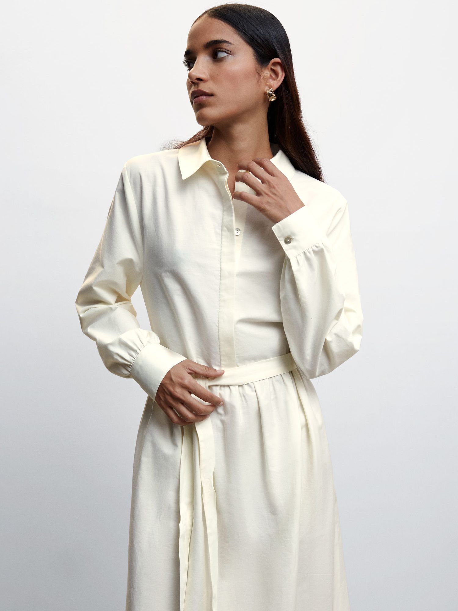 Mango Shana A Shirt Midi Dress, Natural White
