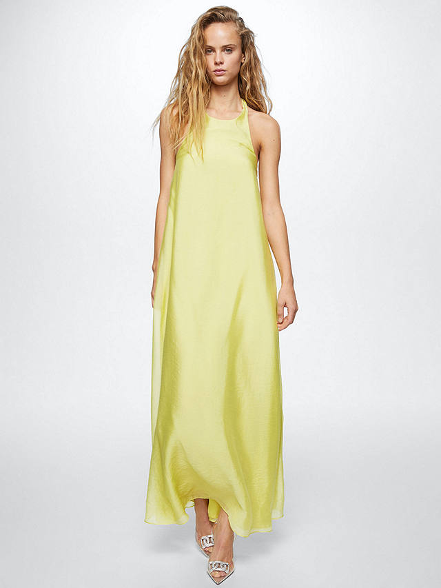 Mango Lima Sleeveless Bow Dress, Bright Yellow at John Lewis & Partners