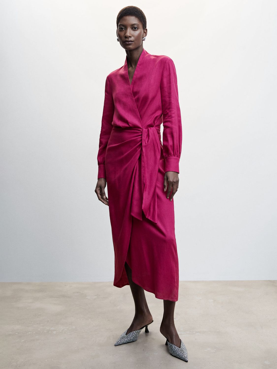 Buy Mango Rustik Draped Linen Blend Wrap Dress Online at johnlewis.com