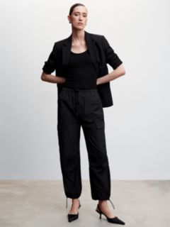 Mango Kim Ribbed Knit Strappy Vest Top, Black, XXS