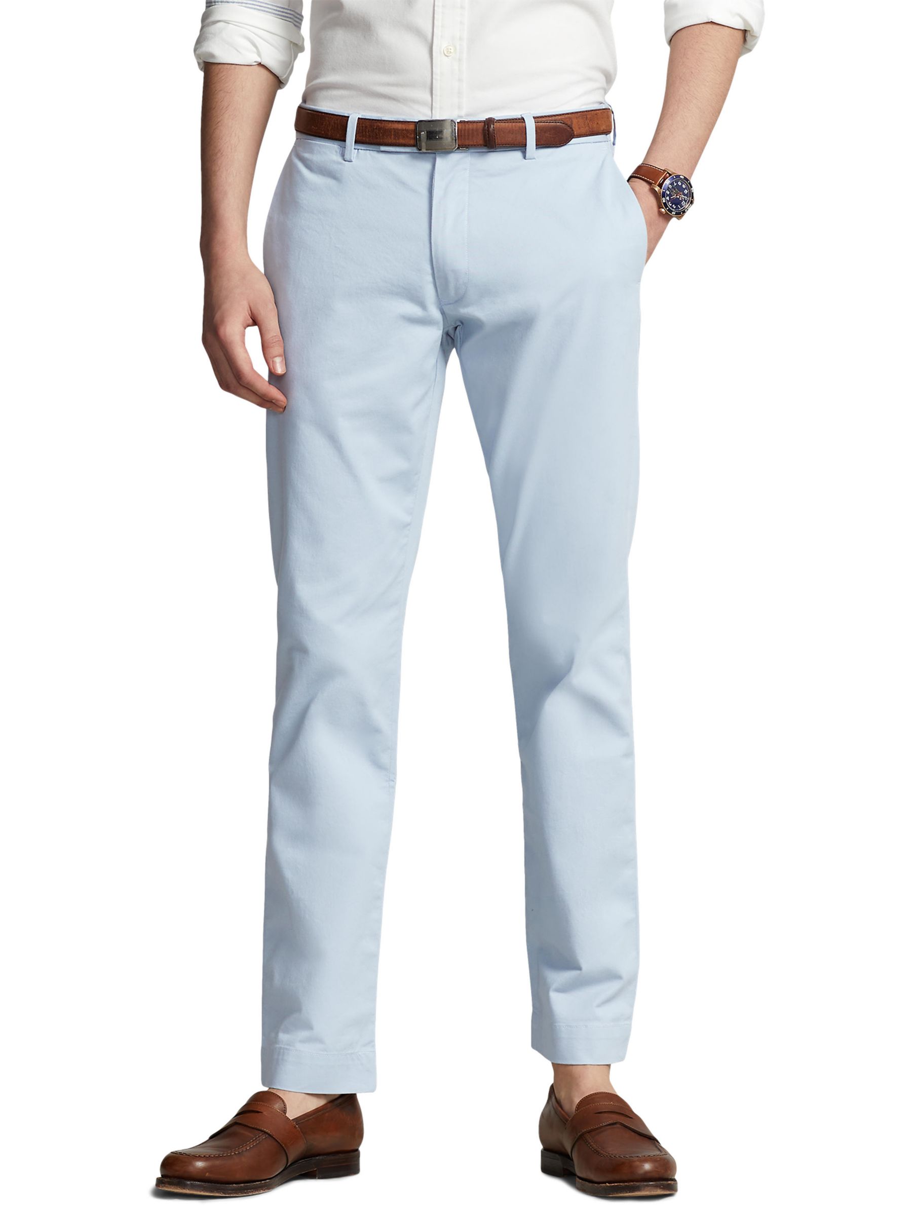 Polo Ralph Lauren Stretch Slim Fit Flat Front Trousers, Estate Blue at ...