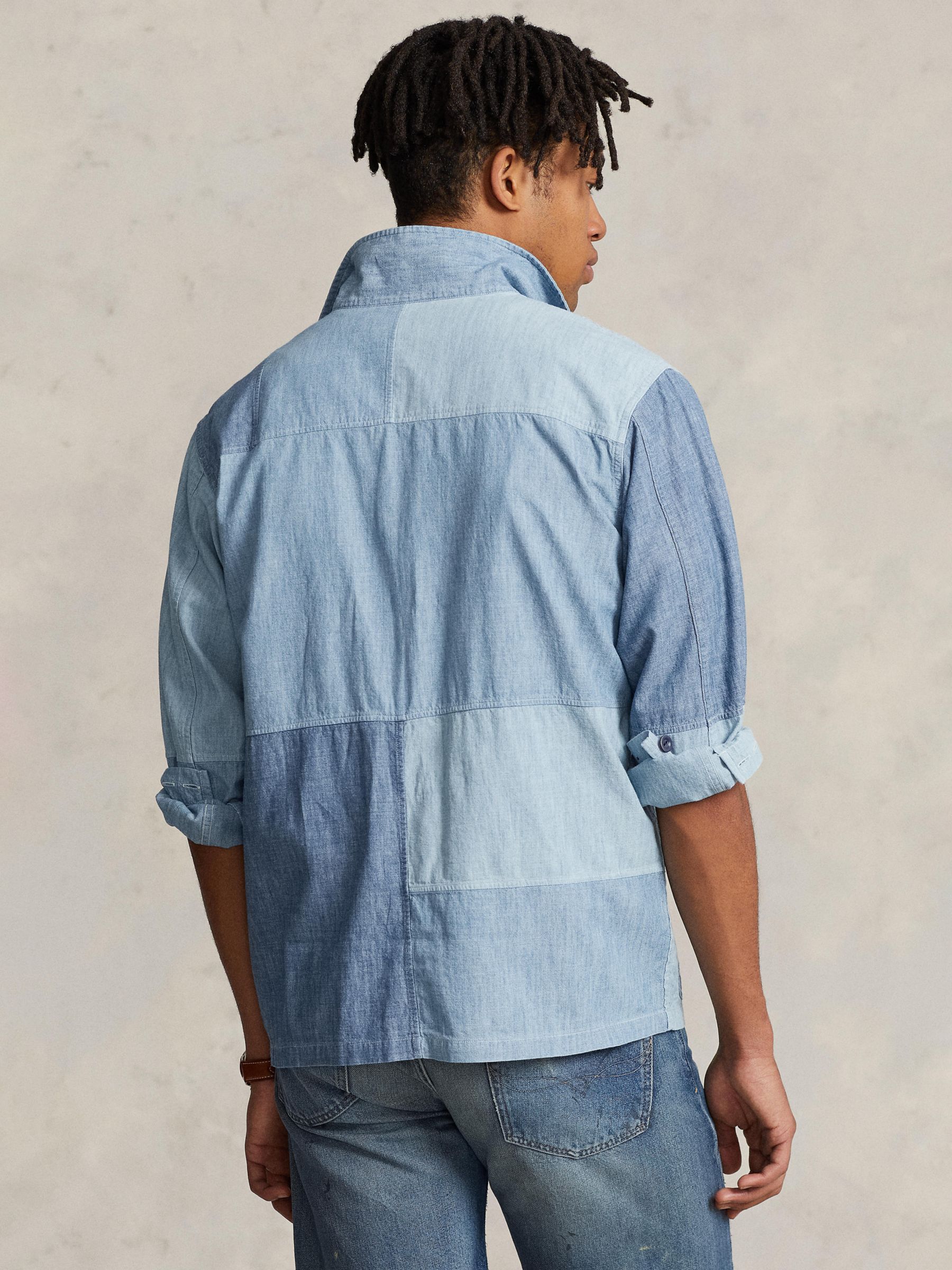 Ralph Lauren Classic Fit Patchwork Chambray Shirt, Indigo Piecing