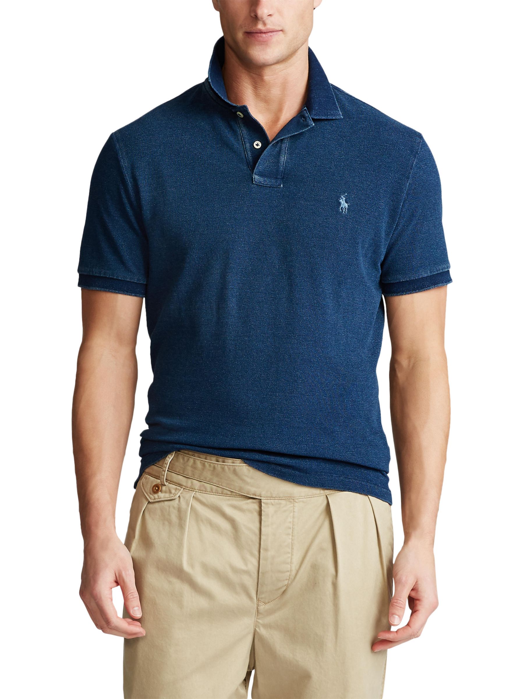 Polo Ralph Lauren Slim Fit Short Sleeve Polo Shirt, Dark Indigo at John ...