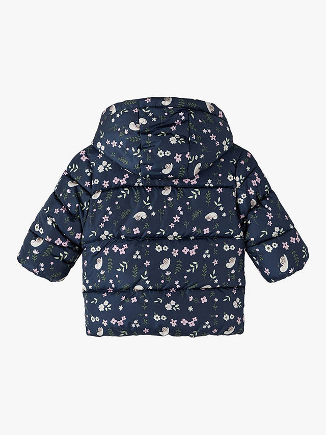 NAME IT Kids' Milena Floral Print Puffer Coat, Dark Sapphire