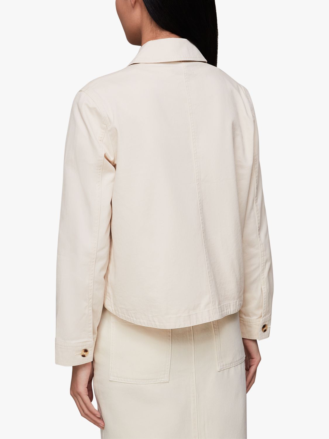 Whistles Marie Casual Cotton Jacket, Stone at John Lewis & Partners