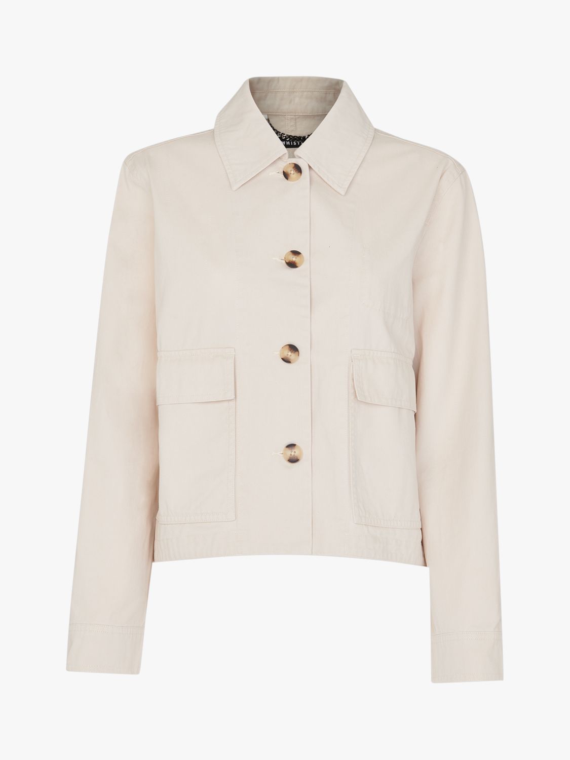 Whistles Marie Casual Cotton Jacket, Stone at John Lewis & Partners