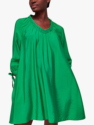 Whistles Lydia Gathered Trapeze Dress, Green