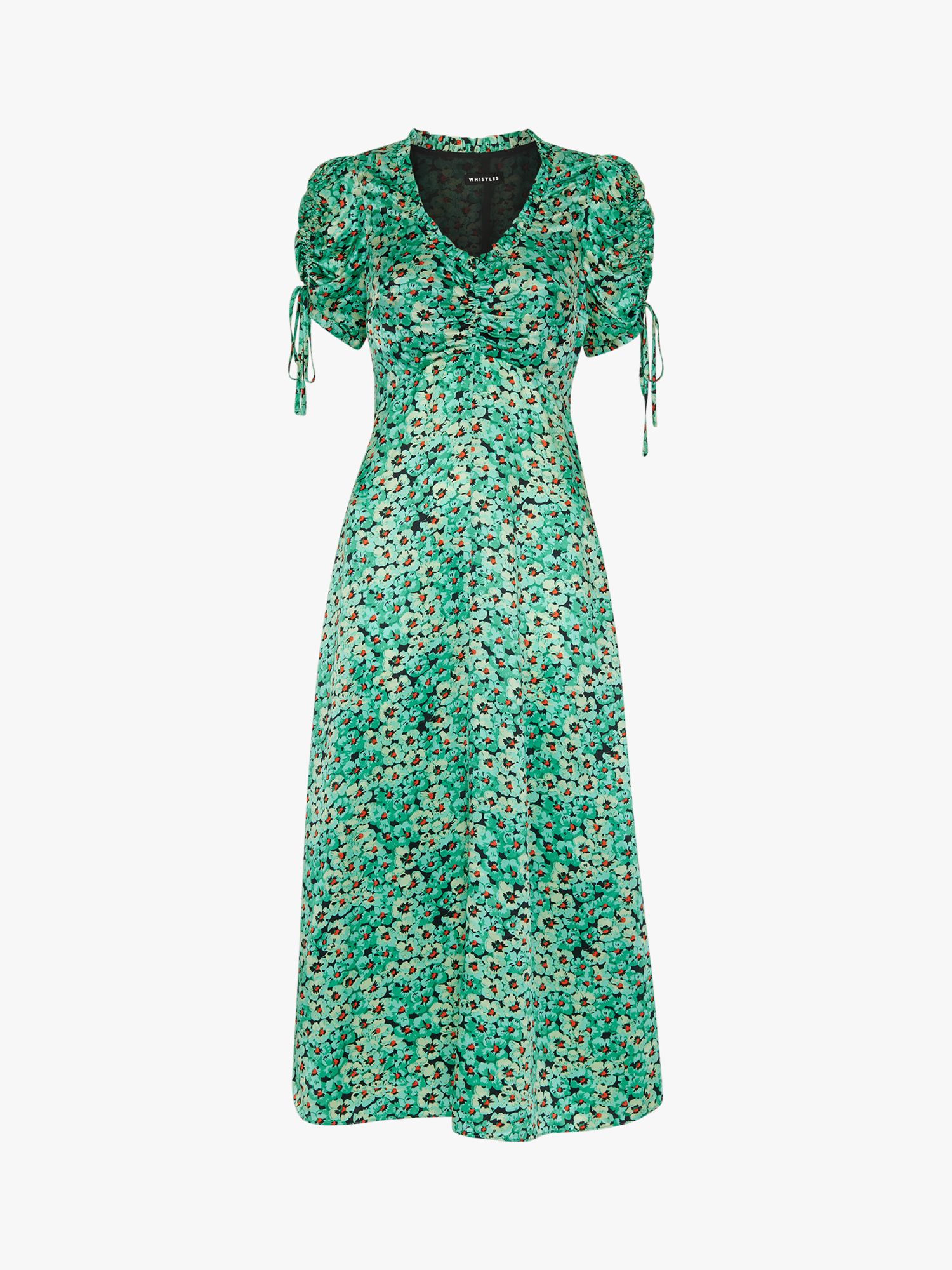 Buy Whistles Pansy Meadow Silk Blend Midi Dress, Green/Multi Online at johnlewis.com
