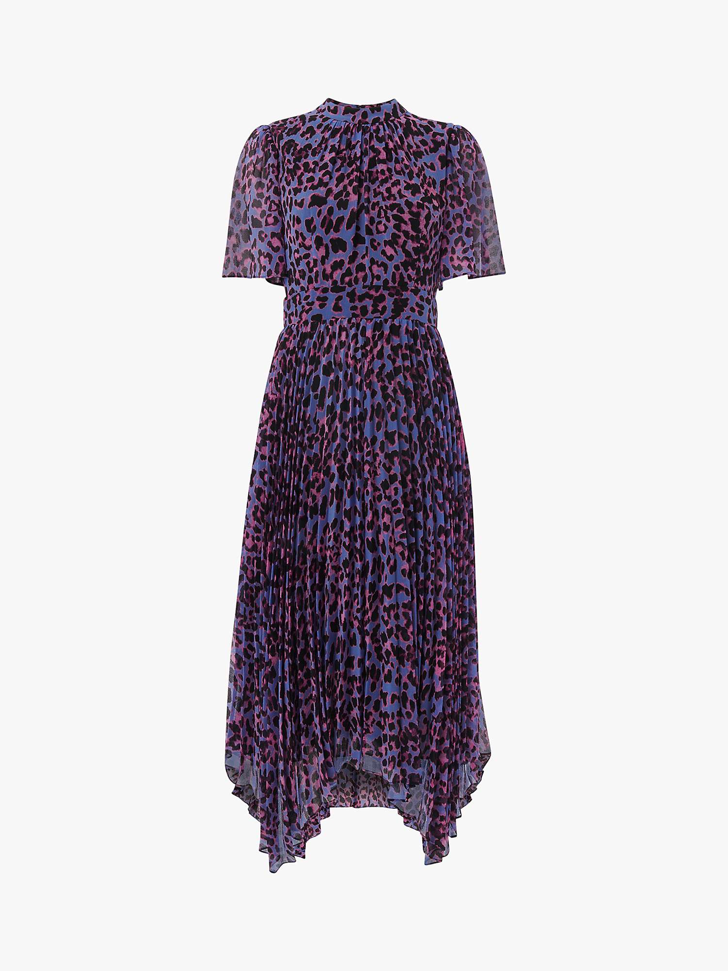 Buy Whistles Animal Cheetah Pleat Midi Dress, Purple/Multi Online at johnlewis.com
