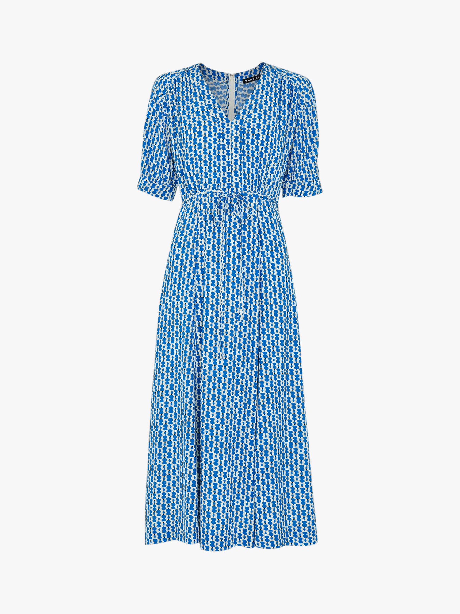 Whistles Vertical Stack Print Midi Dress, Blue/Multi, 6
