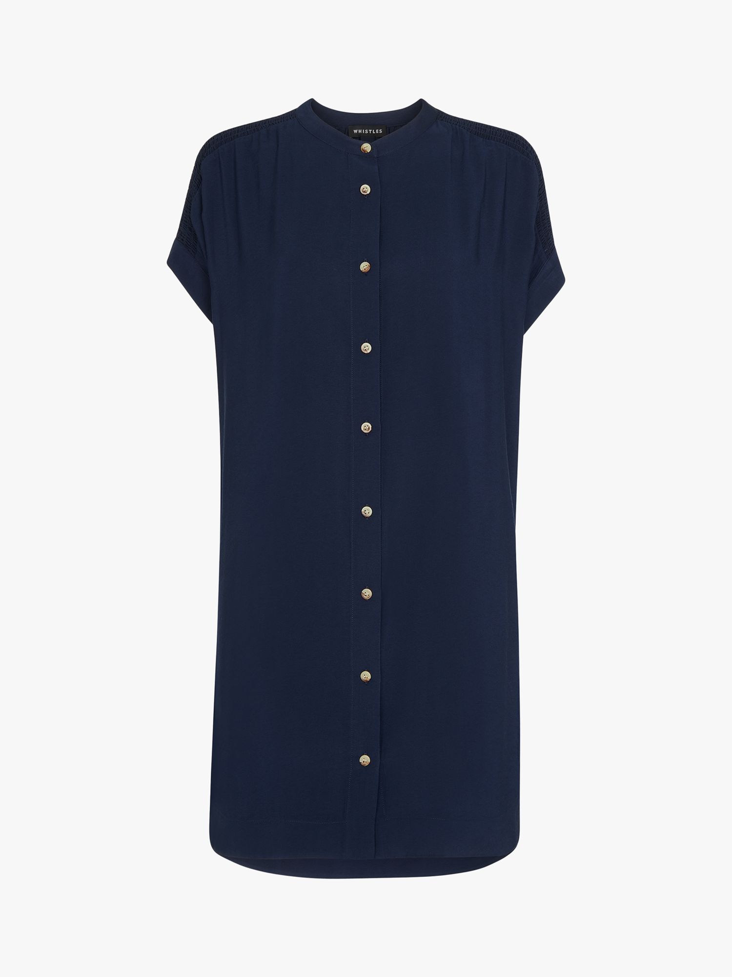 Buy Whistles Gathered Shoulder Mina Shirt Dress, Navy Online at johnlewis.com