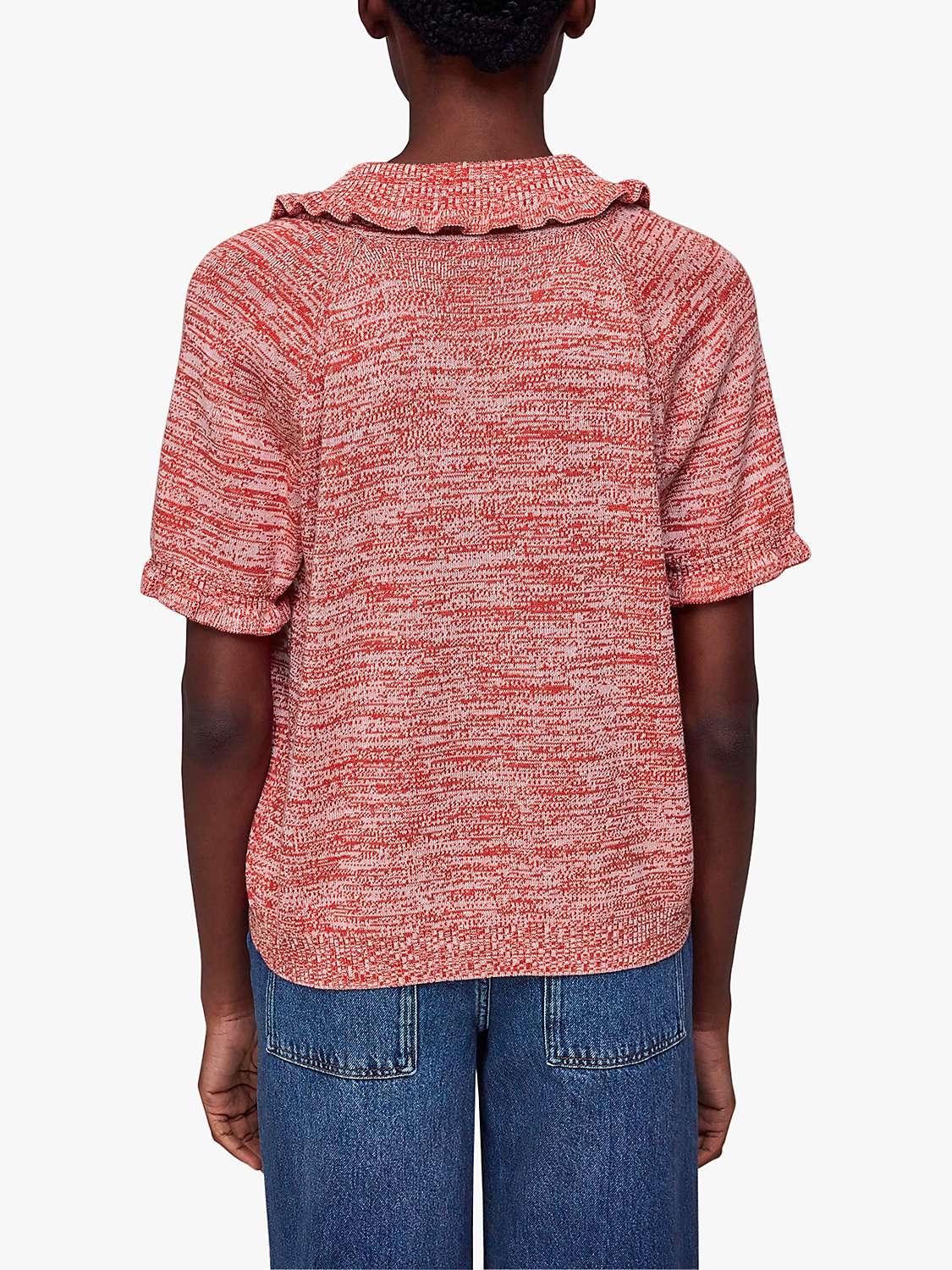 Buy Whistles Frill Collar Short Sleeve Knit, Pink/Multi Online at johnlewis.com