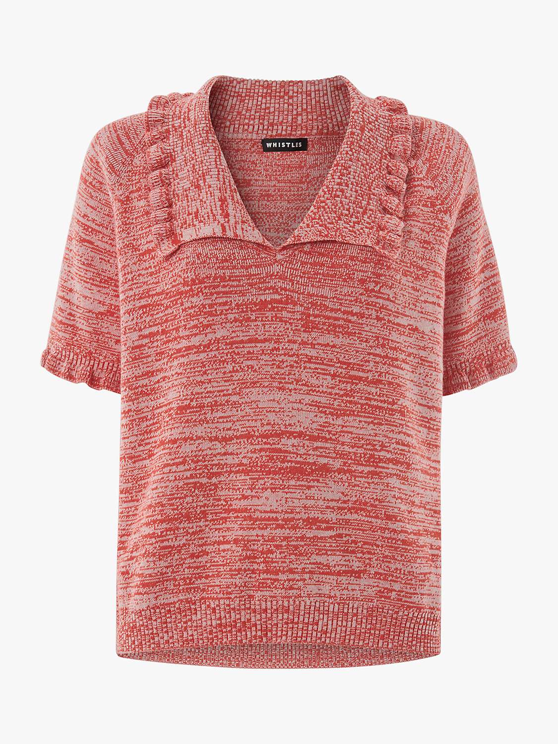 Buy Whistles Frill Collar Short Sleeve Knit, Pink/Multi Online at johnlewis.com