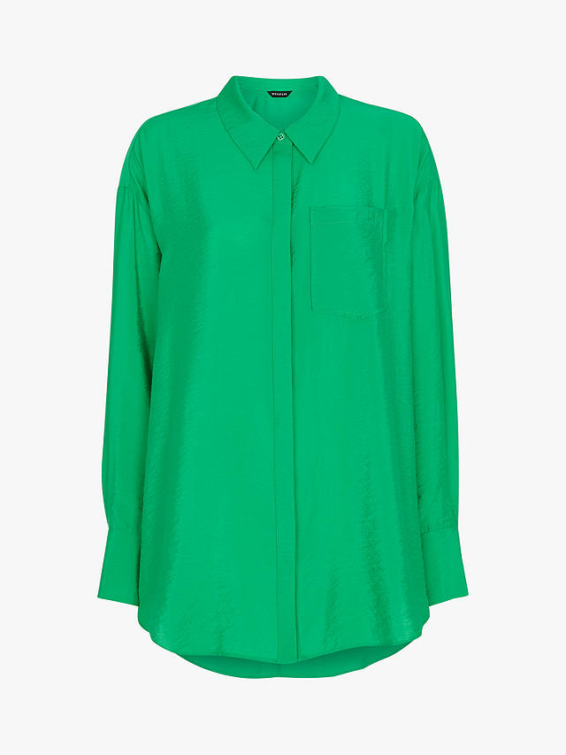 Whistles Nicola Long Sleeve Shirt, Green at John Lewis & Partners