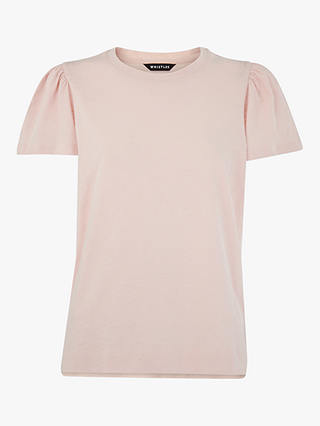 Whistles Cotton Frill Sleeve Top, Pale Pink