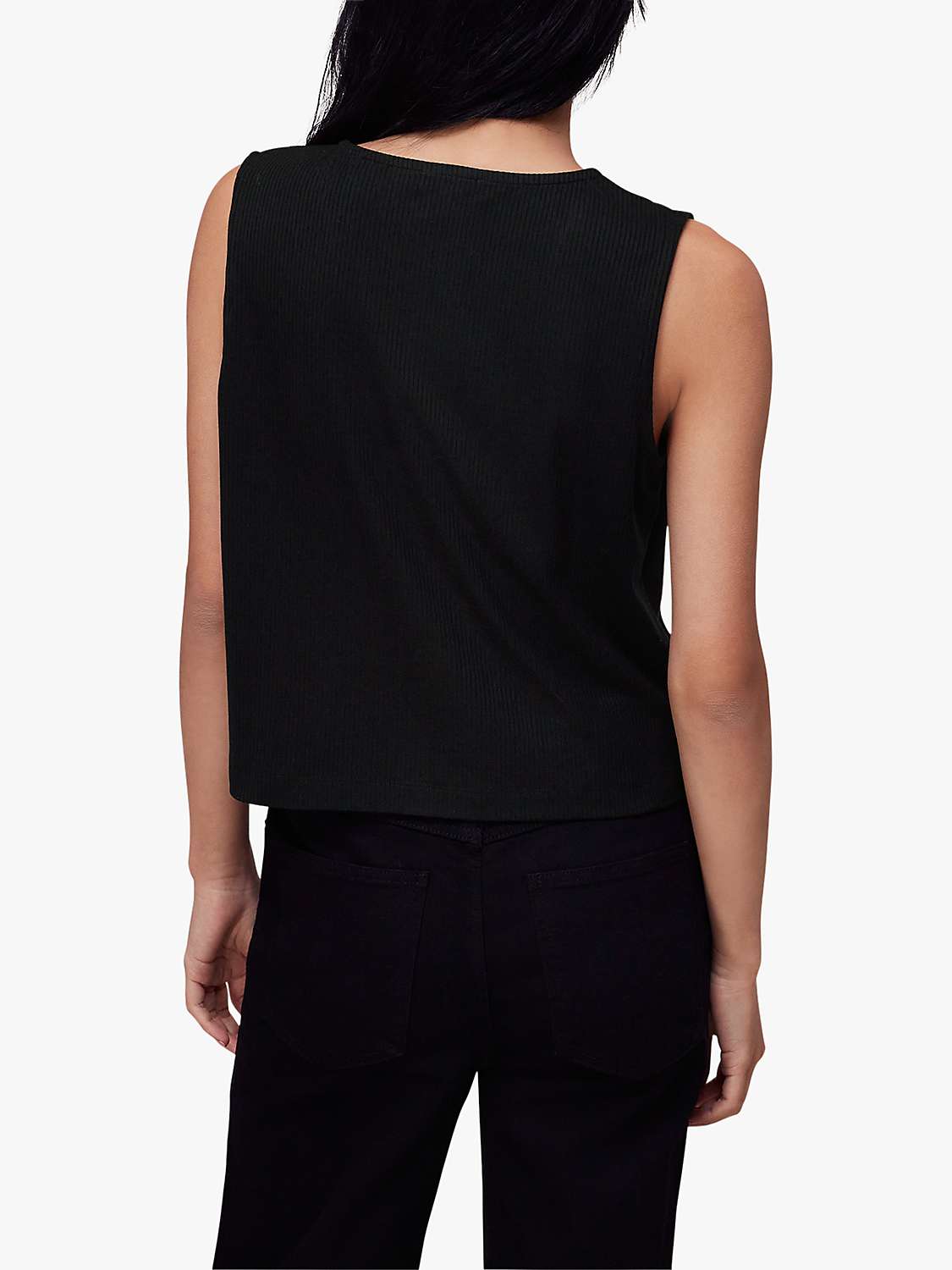 Buy Whistles Button Front Rib Tank Top, Black Online at johnlewis.com