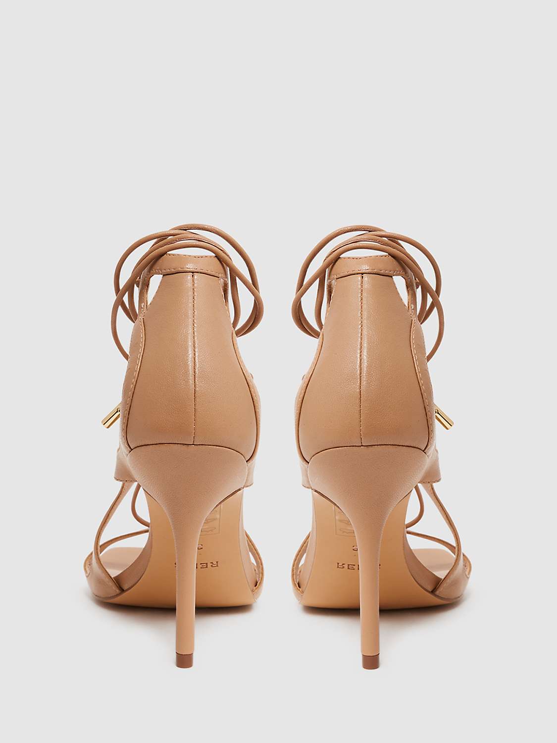 Buy Reiss Kate Cross Strap High Heel Leather Sandals, Biscuit Online at johnlewis.com