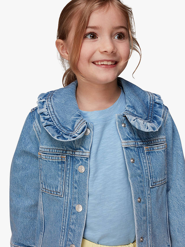 Whistles Kids's Collar Denim Jacket, Blue at John Lewis & Partners