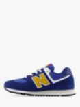 New Balance Kids' 574 Lace-Up Trainers, Blue/Multi