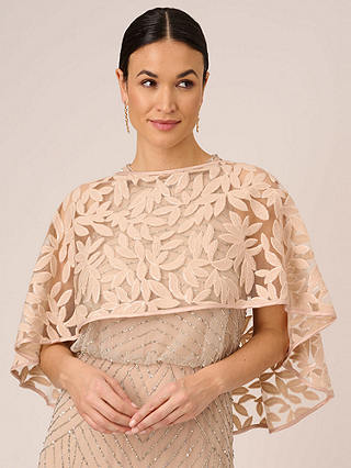 Adrianna Papell Embroidered Cape Cover Up, Pale Blush