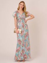 Adrianna Papell Foiled Mesh Floral Maxi Dress Mint Multi at John