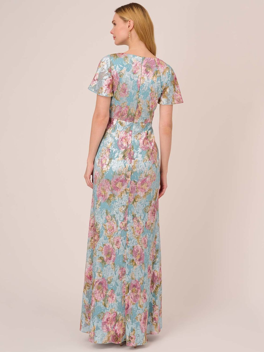 Adrianna Papell Foiled Mesh Floral Maxi Dress, Mint/Multi at John Lewis ...
