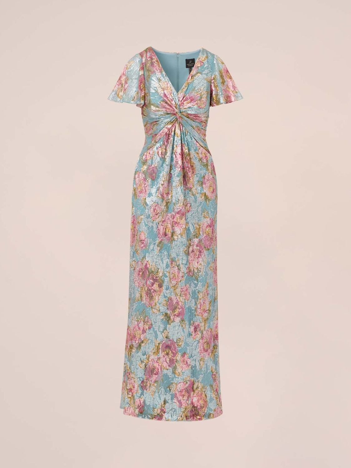 Adrianna Papell Foiled Mesh Floral Maxi Dress Mint Multi at John