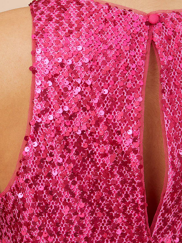 Aidan by Adrianna Papell Sequin Halter Swing Dress, Hot Pink