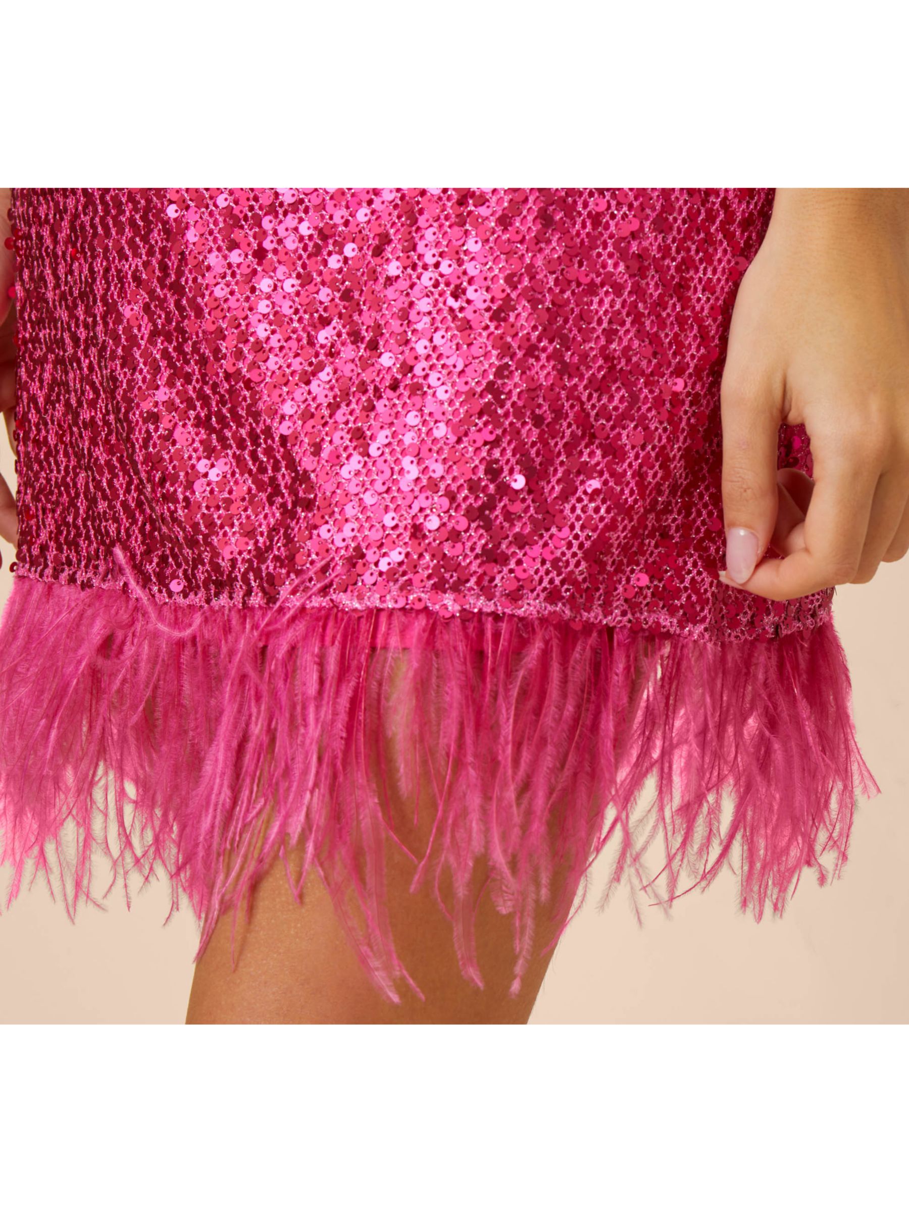 Aidan by Adrianna Papell Sequin Halter Swing Dress Hot Pink at