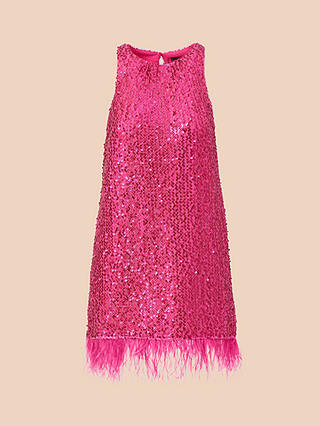 Aidan by Adrianna Papell Sequin Halter Swing Dress, Hot Pink