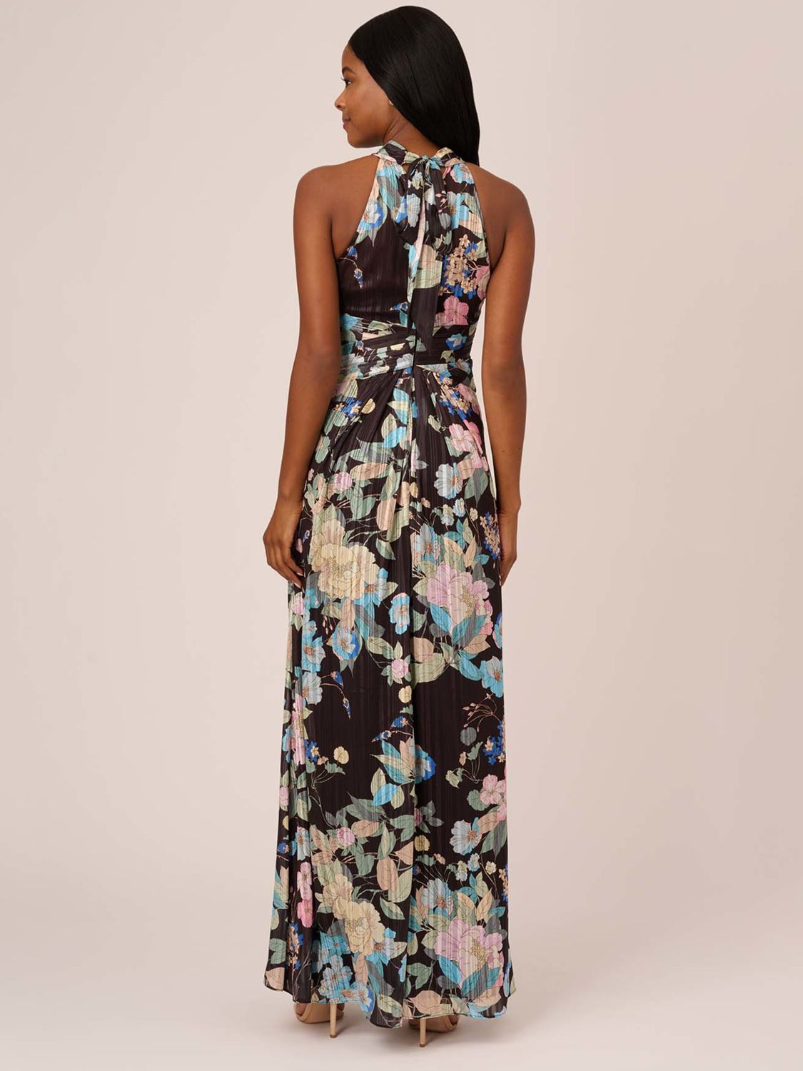 Buy Adrianna Papell Floral Chiffon Halter Neck Maxi Dress, Black/Multi Online at johnlewis.com