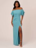 Adrianna Papell Crepe Tiered Sleeve Gown Dress, Aqua