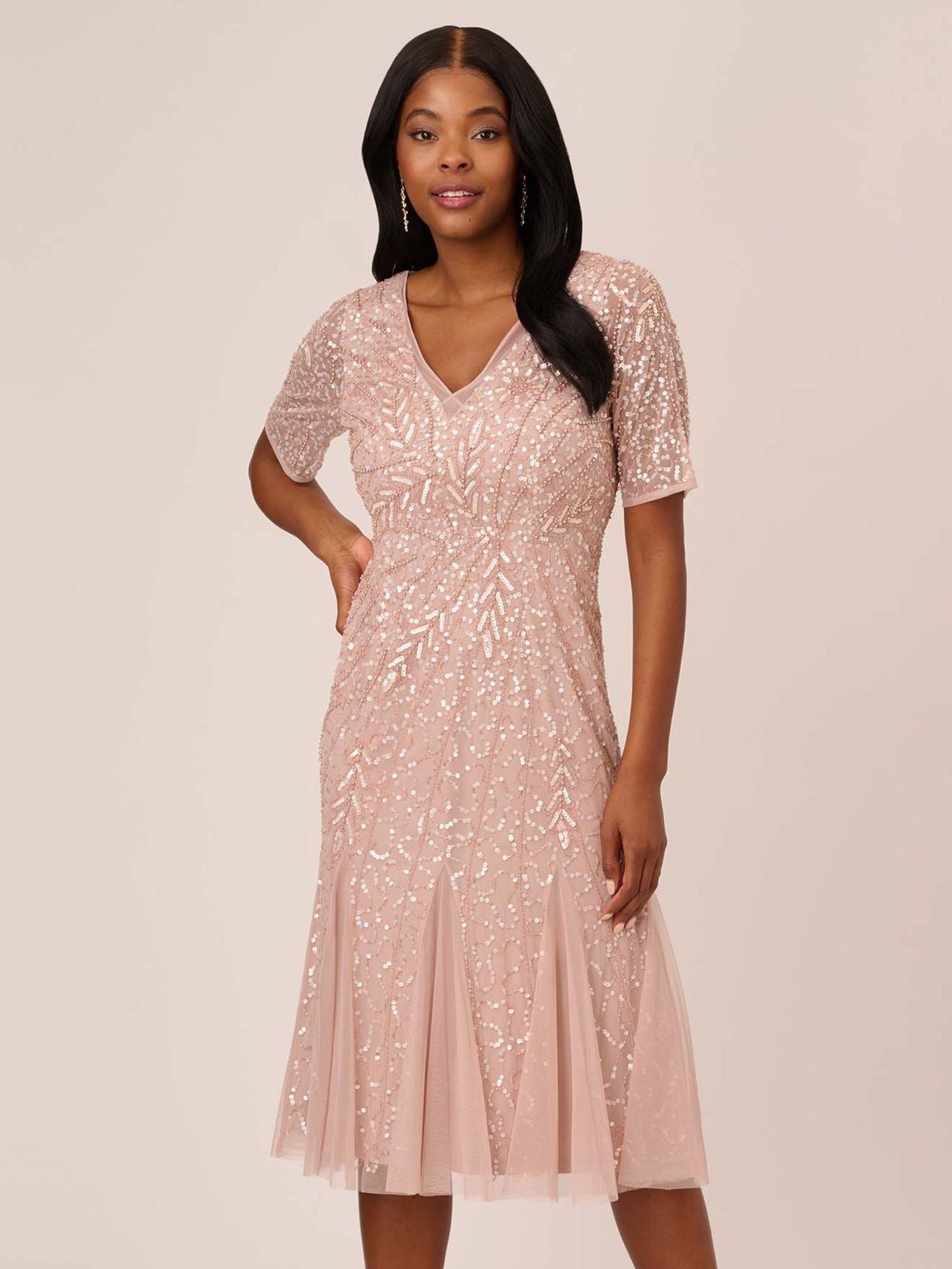 Adrianna Papell Womens Beaded Illusion Column Gown : : Clothing,  Shoes & Accessories