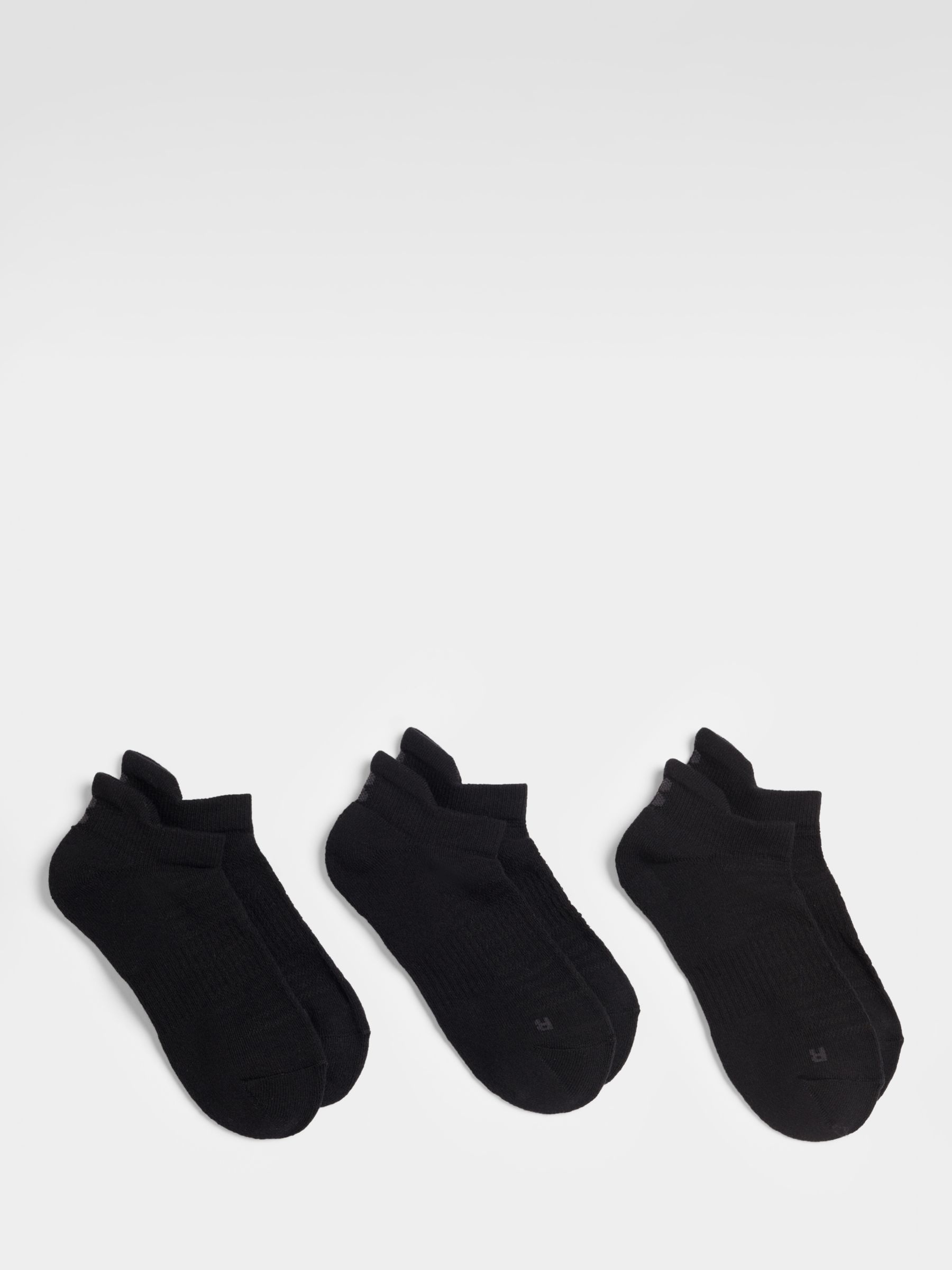 Sweaty Betty Workout Plain Trainer Socks, Pack of 3, Black, 2-5