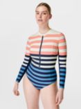 Sweaty Betty Tidal Xtra Life Long Sleeve Swimsuit, Blue Nautical Stripe