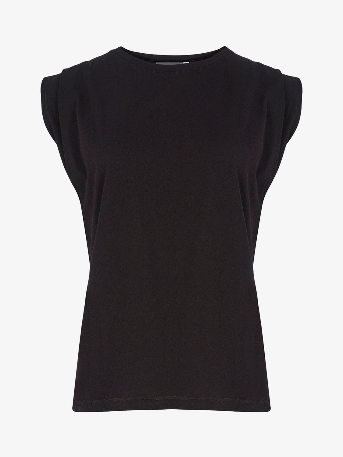 Mint Velvet Cotton Extended Shoulder T-Shirt, Black, L