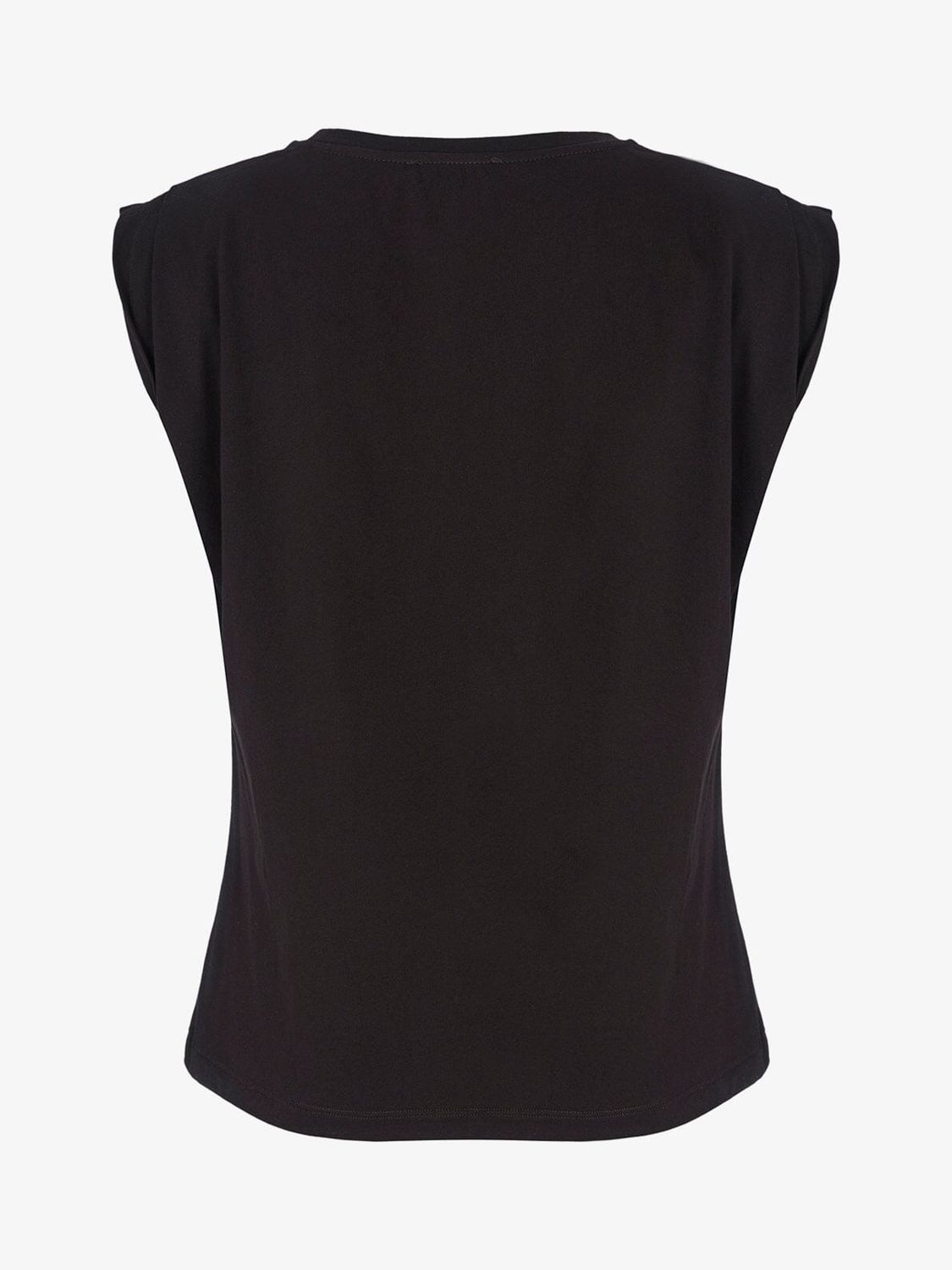 Mint Velvet Cotton Extended Shoulder T-Shirt, Black, L