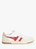 Gola Hawk Leather Low Top Trainers, White/Berry Gold