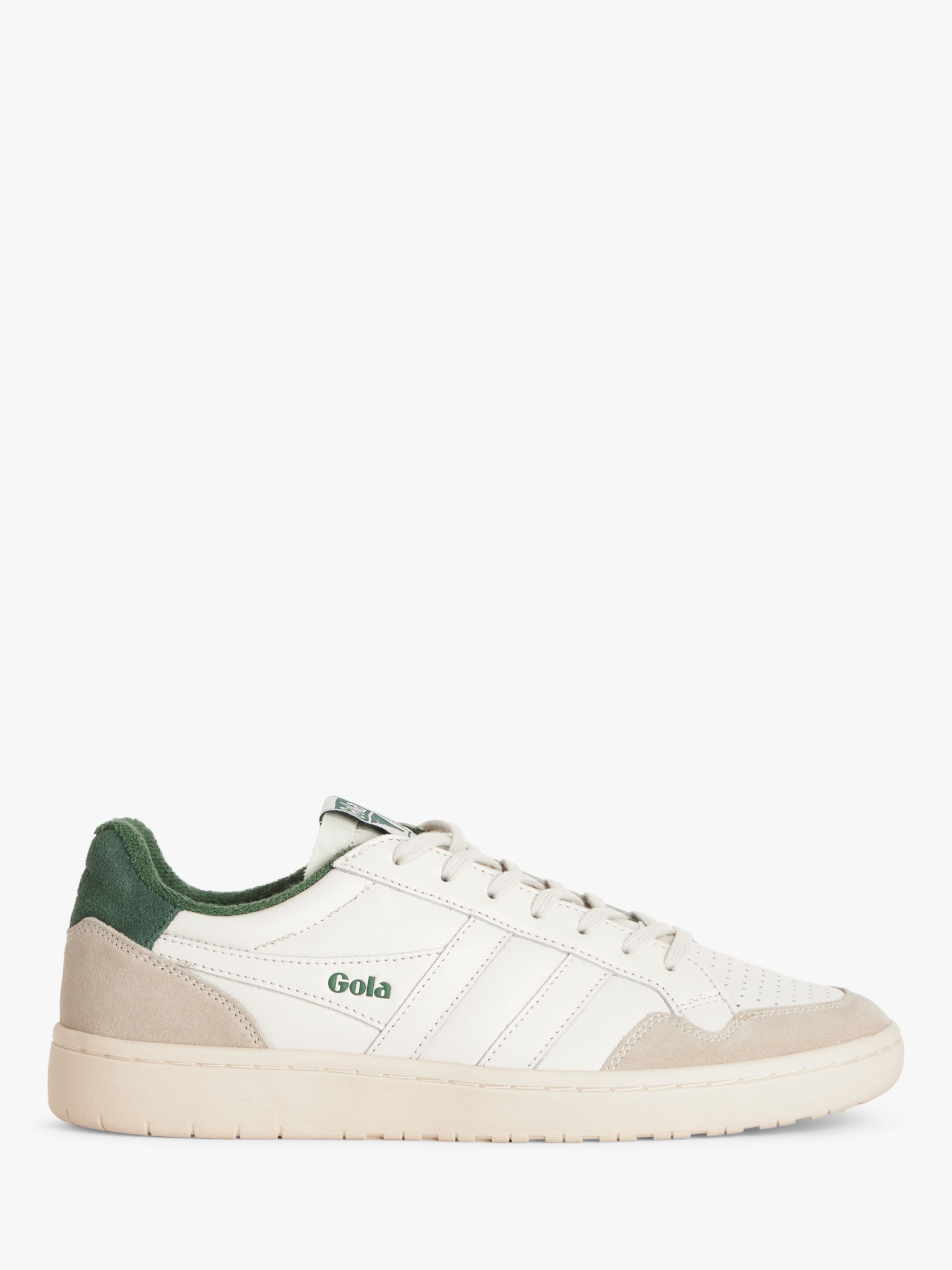 Gola Eagle Leather Lace Up Trainers, White/Green at John Lewis & Partners