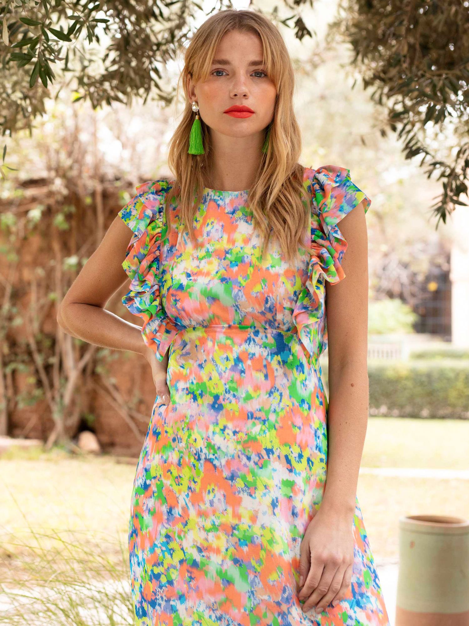 Buy Ro&Zo Elise Ditsy Floral Midi Dress, Multi Online at johnlewis.com