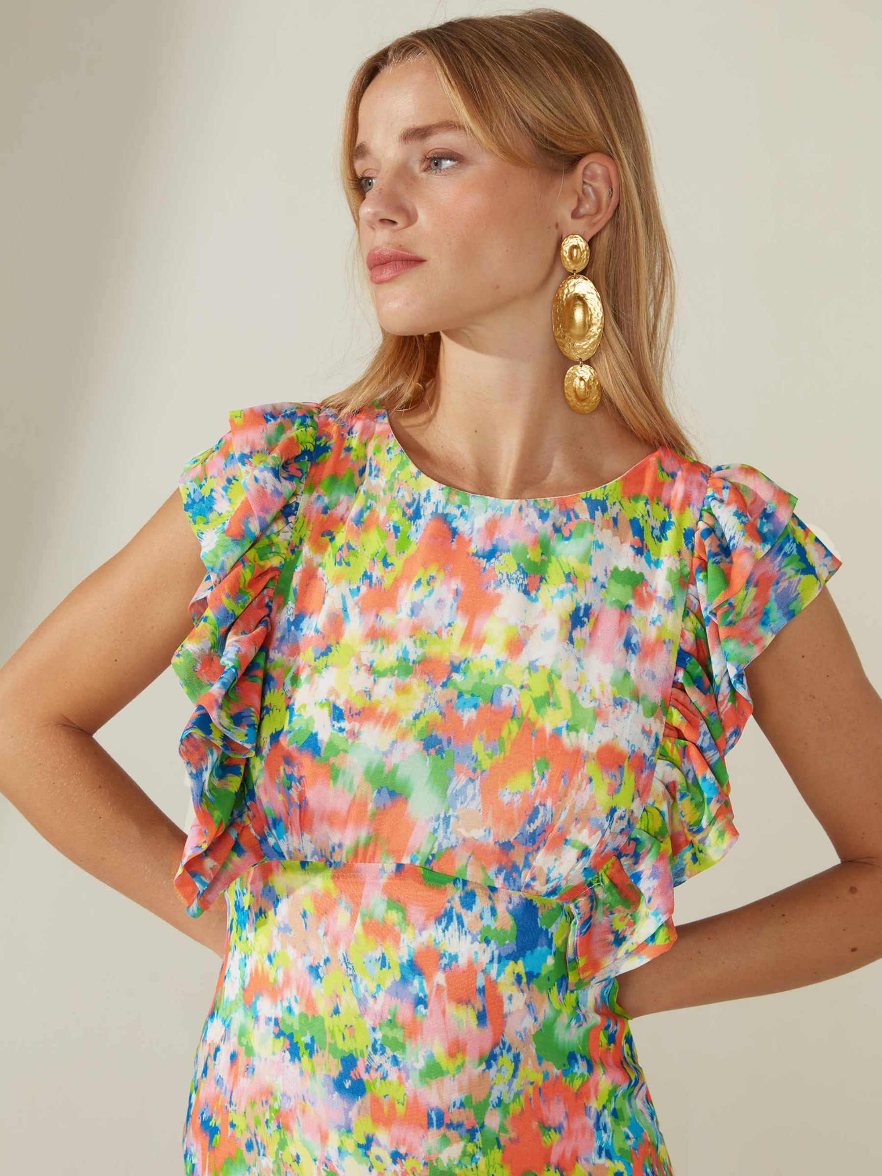 Ro&Zo Elise Ditsy Floral Midi Dress, Multi at John Lewis & Partners