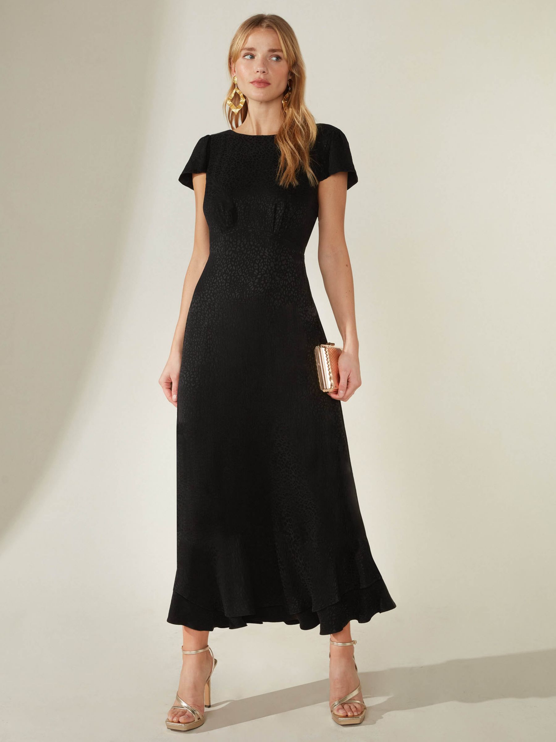 Ro&Zo Phoebe Scoop Back Dress, Black at John Lewis & Partners